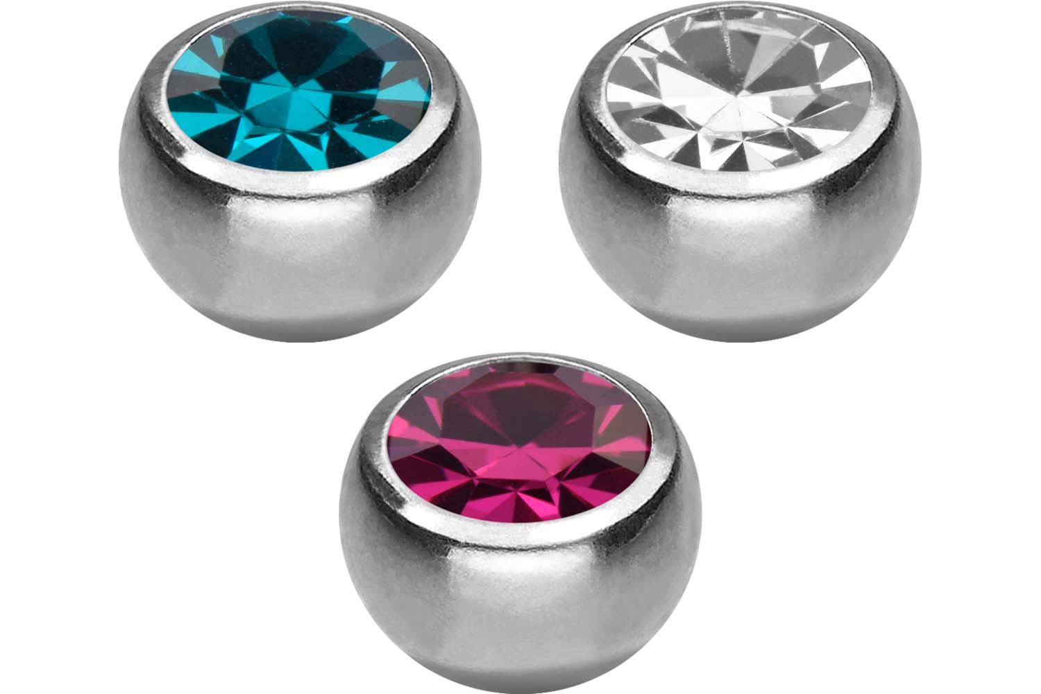 SET Titan Schraubkugel KRISTALL von Piercingline
